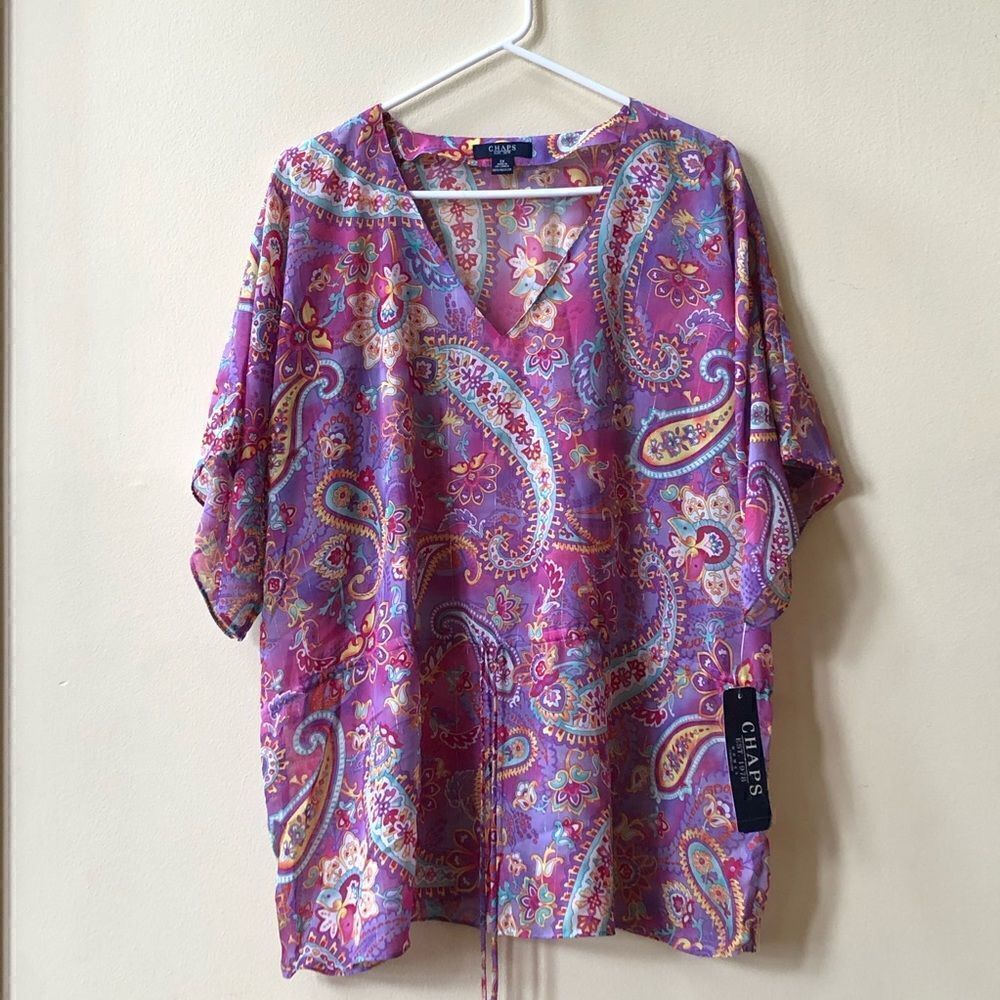 Chaps Paisley Sheer Top 1X